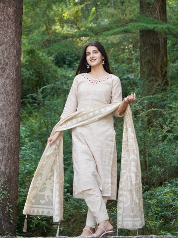 Embraced Elegance in Ikat Cotton Silk Ready To Wear Kurti Set Geetha Creation